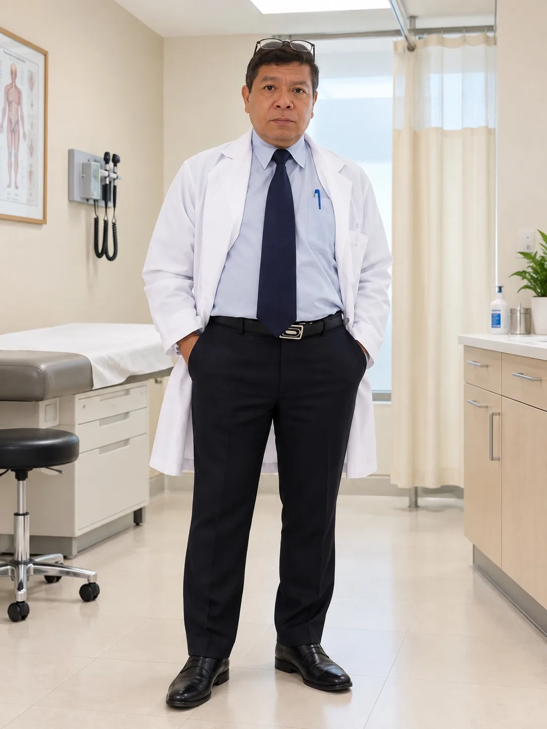Dr. Julio César Aldana Ubillus con bata blanca en el consultorio