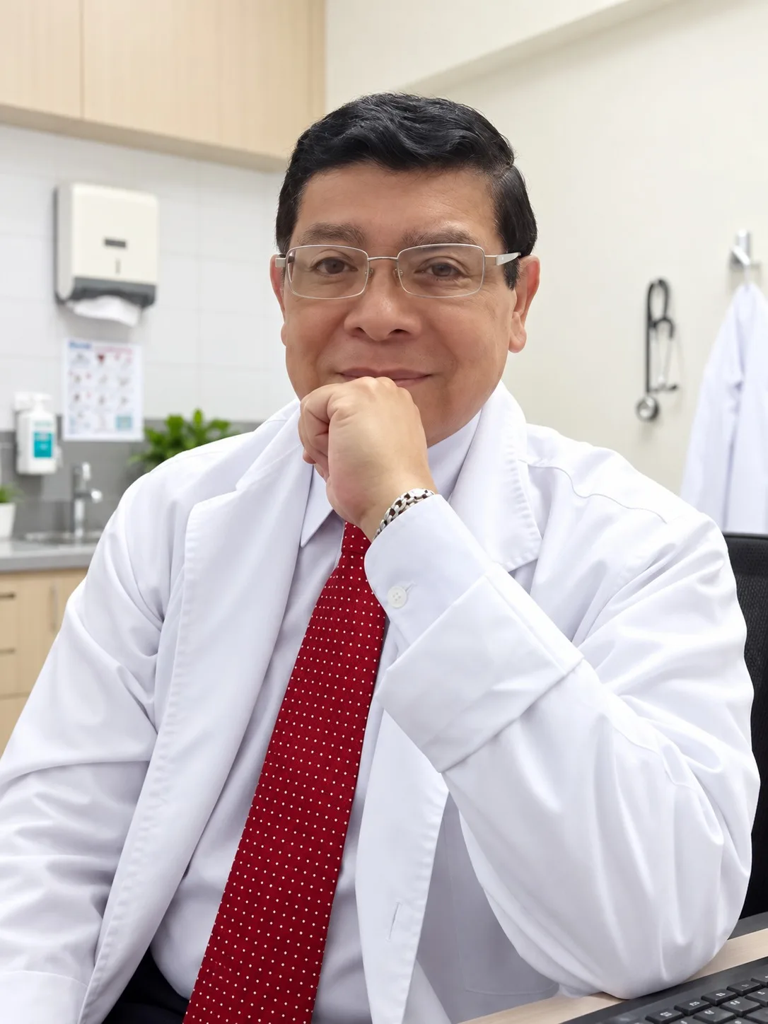 Dr. Julio César Aldana Ubillus en su consultorio